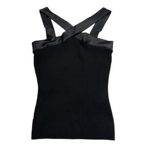 Y2K Bebe NWOT Criss Cross ribbed knit black Tank Sz M